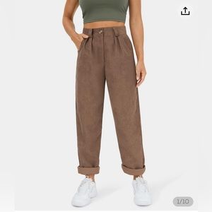 HALARA Mid Rise Button Zipper Side Pocket Corduroy Casual Pants